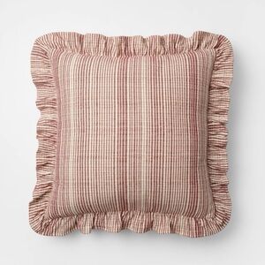 24"x24" Plaid with Ruffle Pillow
Burgundy Cream Studio McGee Threshold